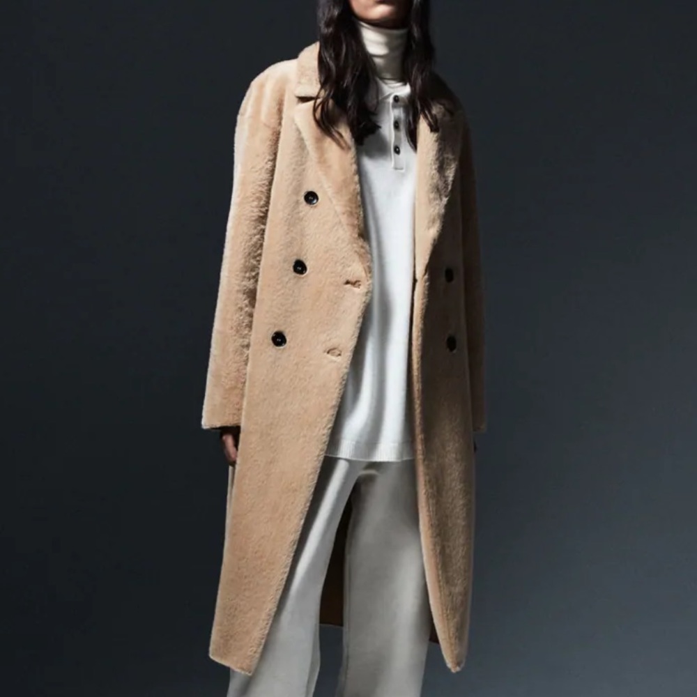 Zara Faux Fur Double Breasted Coat - Picture 8 of 13